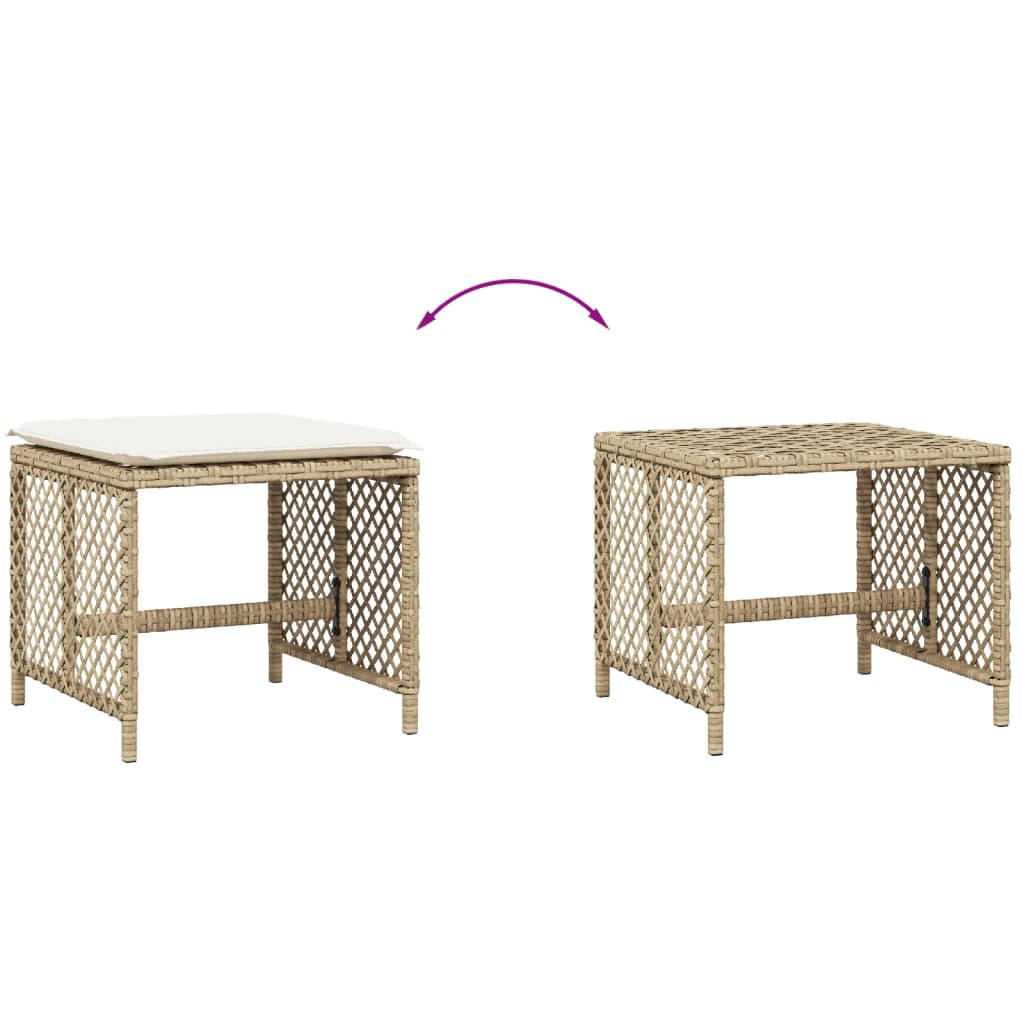 Sgabelli Giardino con Cuscini 4pz Beige 41x41x36cm Polyrattan - homemem39