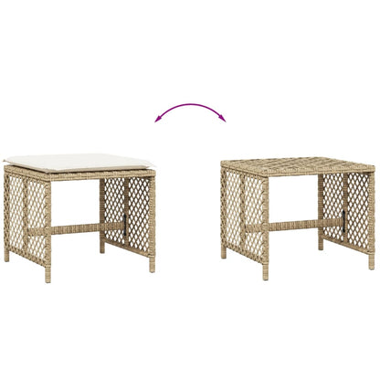Sgabelli Giardino con Cuscini 4pz Beige 41x41x36cm Polyrattan - homemem39