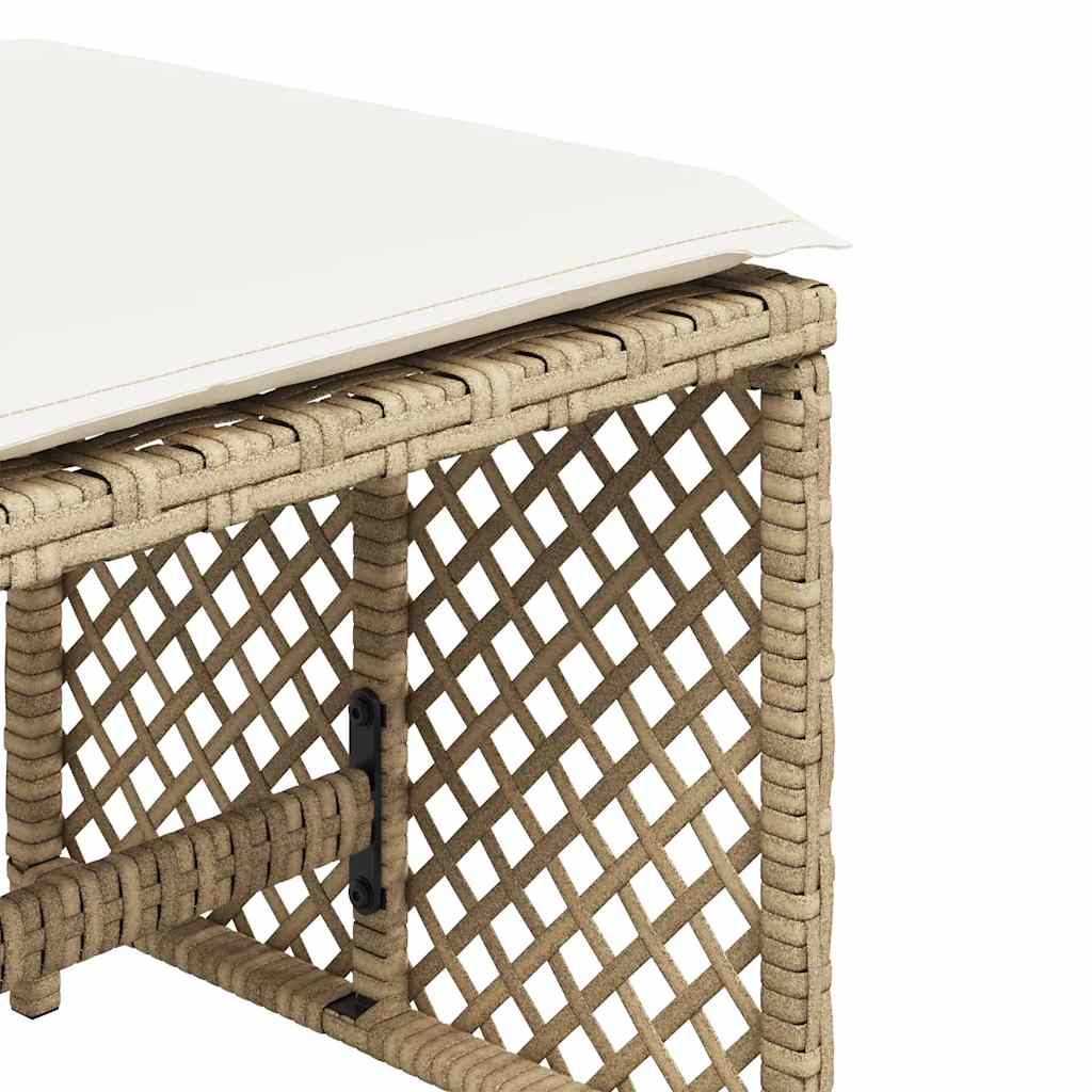 Sgabelli Giardino con Cuscini 4pz Beige 41x41x36cm Polyrattan | homemem39