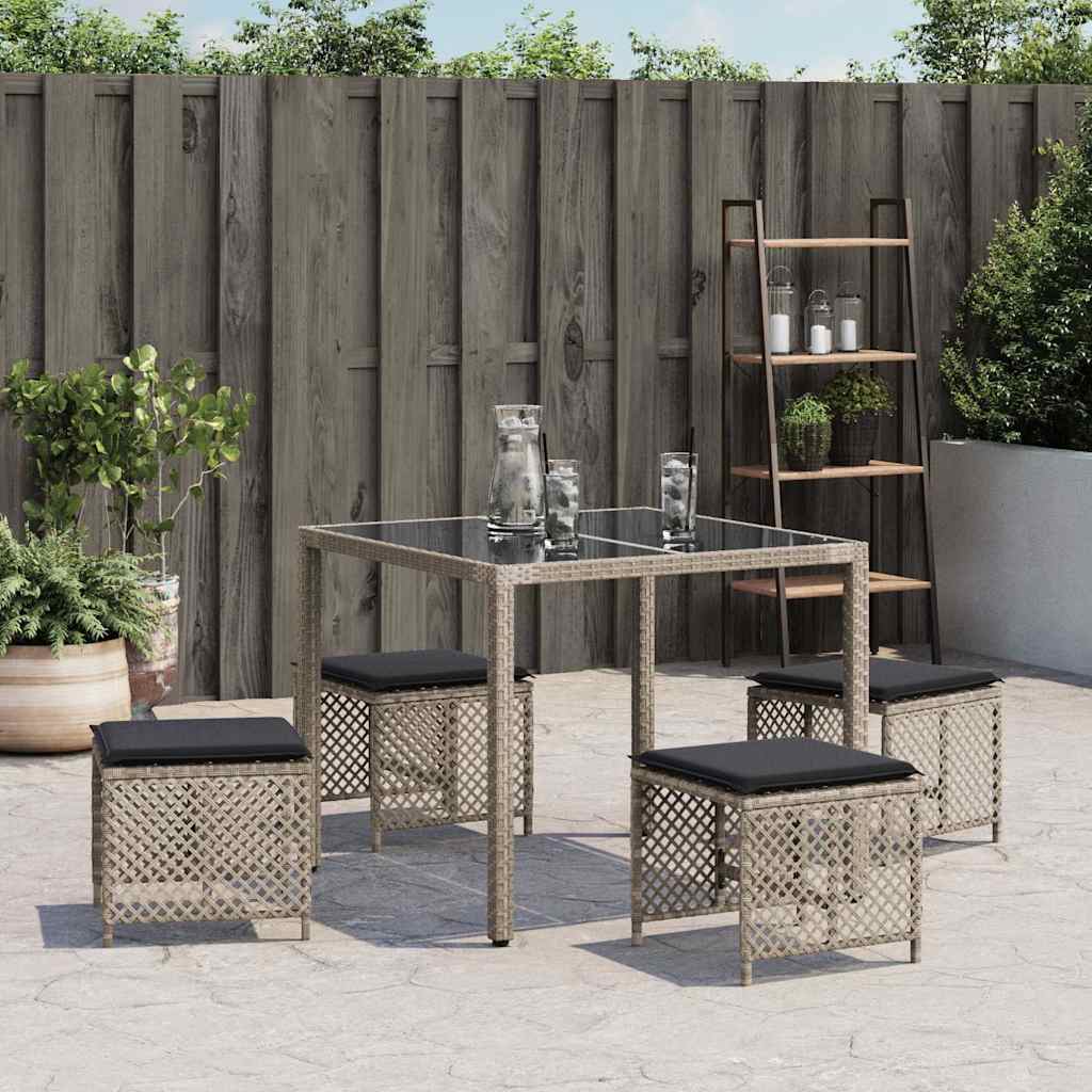 Sgabelli Giardino Cuscini 4pz Grigio Chiaro 41x41x36 Polyrattan | homemem39