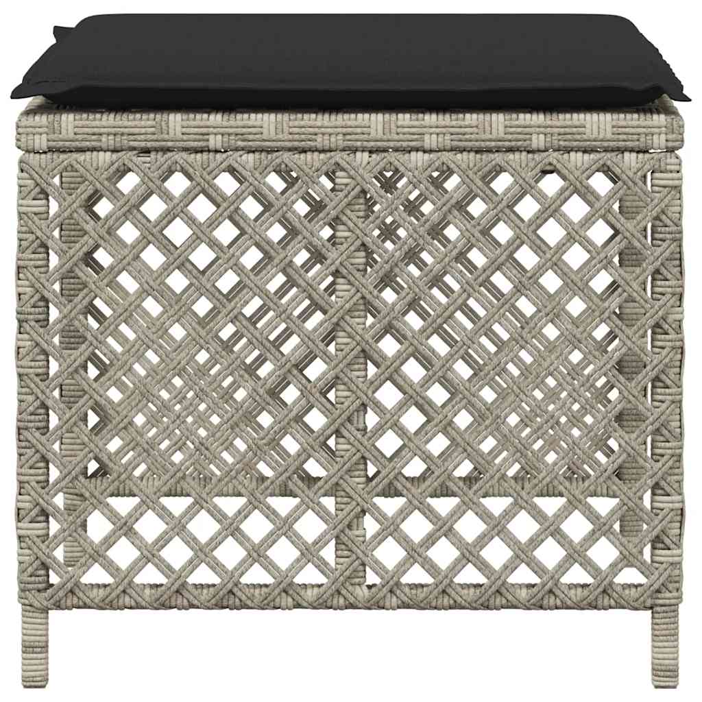 Sgabelli Giardino Cuscini 4pz Grigio Chiaro 41x41x36 Polyrattan | homemem39