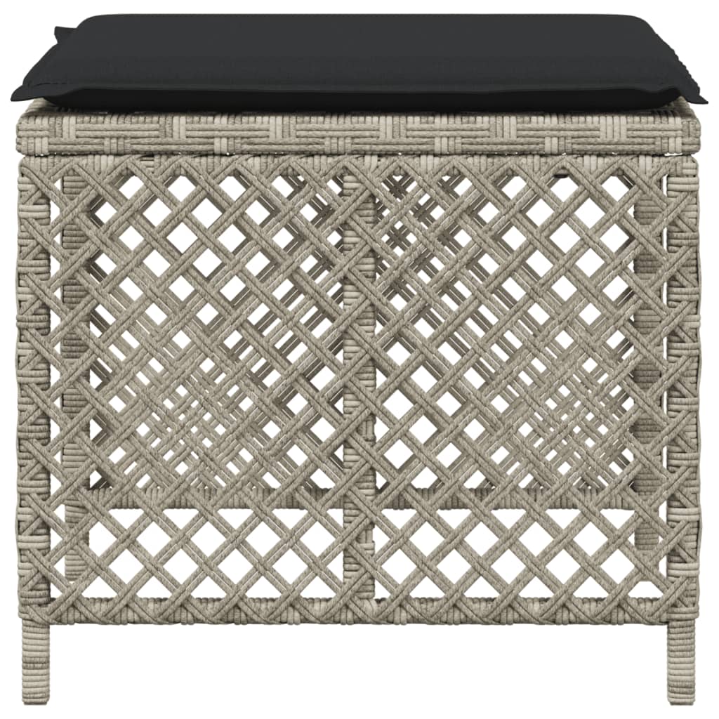 Sgabelli Giardino Cuscini 4pz Grigio Chiaro 41x41x36 Polyrattan - homemem39