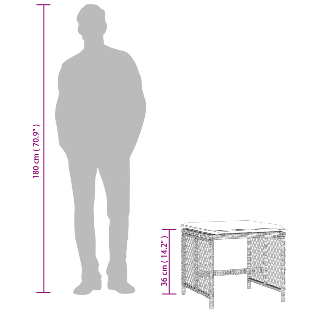 Sgabelli Giardino Cuscini 4pz Grigio Chiaro 41x41x36 Polyrattan - homemem39