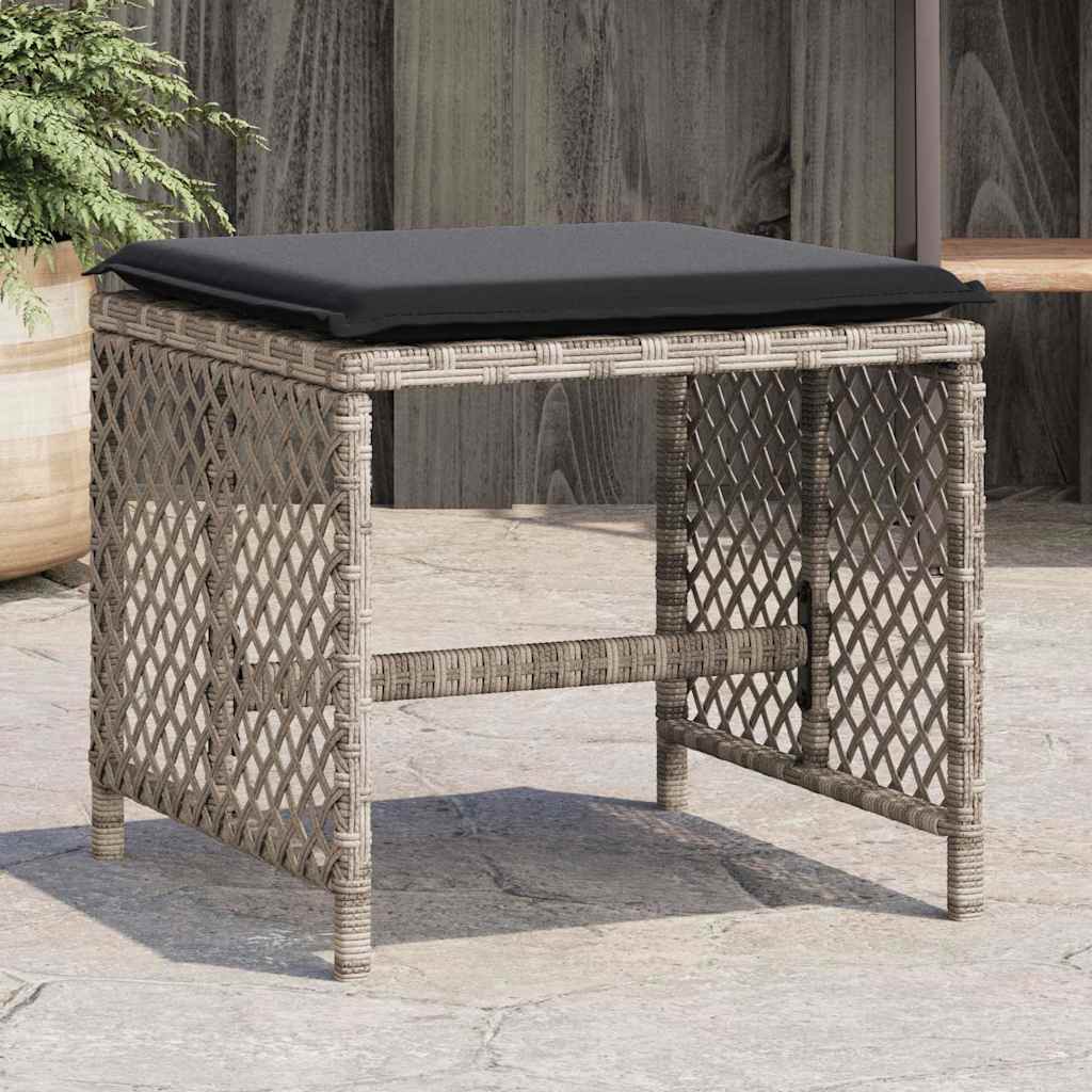 Sgabelli Giardino Cuscini 4pz Grigio Chiaro 41x41x36 Polyrattan | homemem39