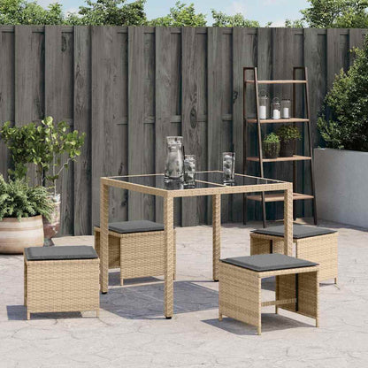 Sgabelli Giardino Cuscini 4pz Beige Misto 41x41x36cm Polyrattan | homemem39