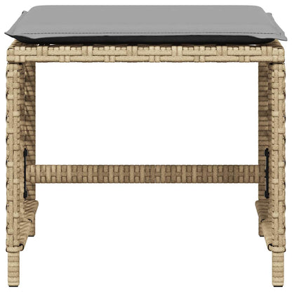 Sgabelli Giardino Cuscini 4pz Beige Misto 41x41x36cm Polyrattan | homemem39