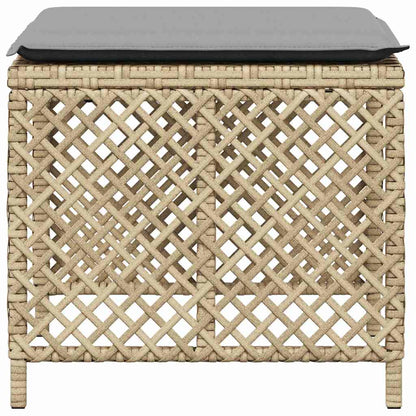 Sgabelli Giardino Cuscini 4pz Beige Misto 41x41x36cm Polyrattan | homemem39