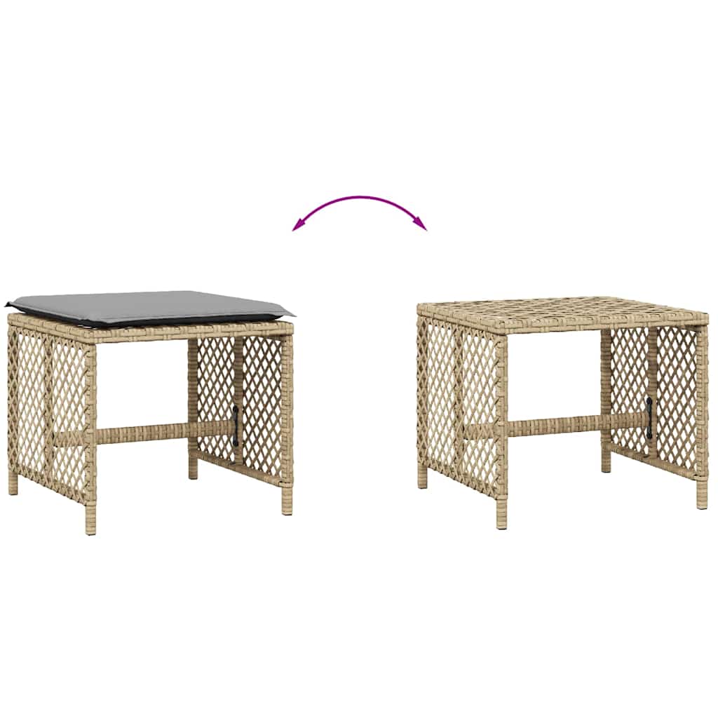 Sgabelli Giardino Cuscini 4pz Beige Misto 41x41x36cm Polyrattan | homemem39