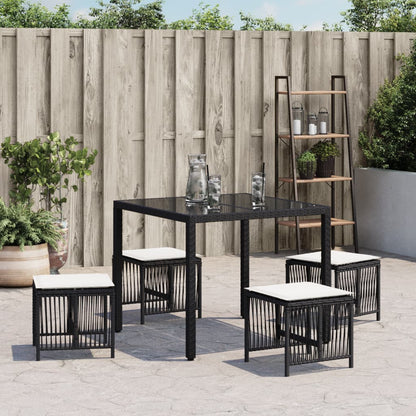 Sgabelli da Giardino con Cuscini 4pz Neri 41x41x36cm Polyrattan - homemem39