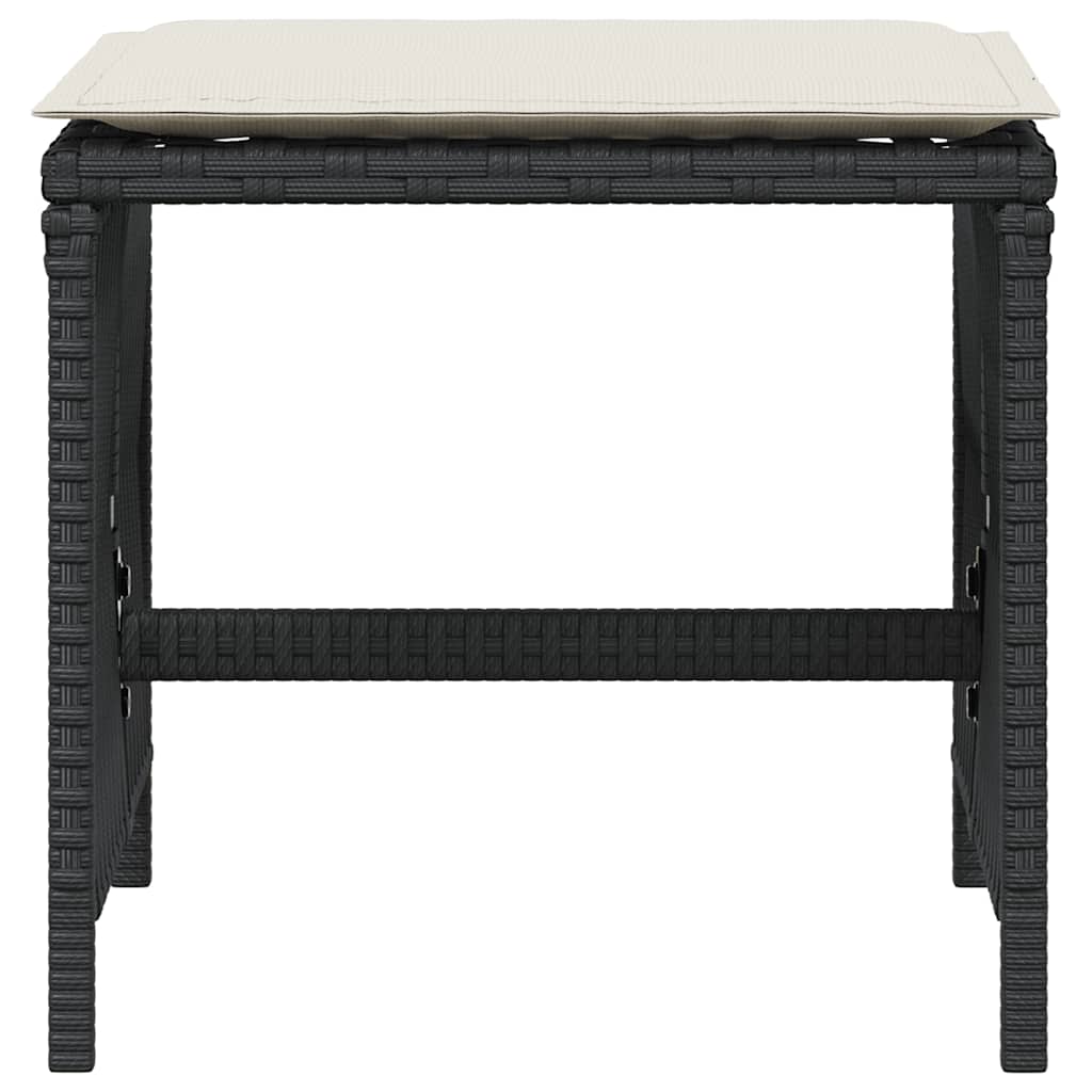 Sgabelli da Giardino con Cuscini 4pz Neri 41x41x36cm Polyrattan | homemem39