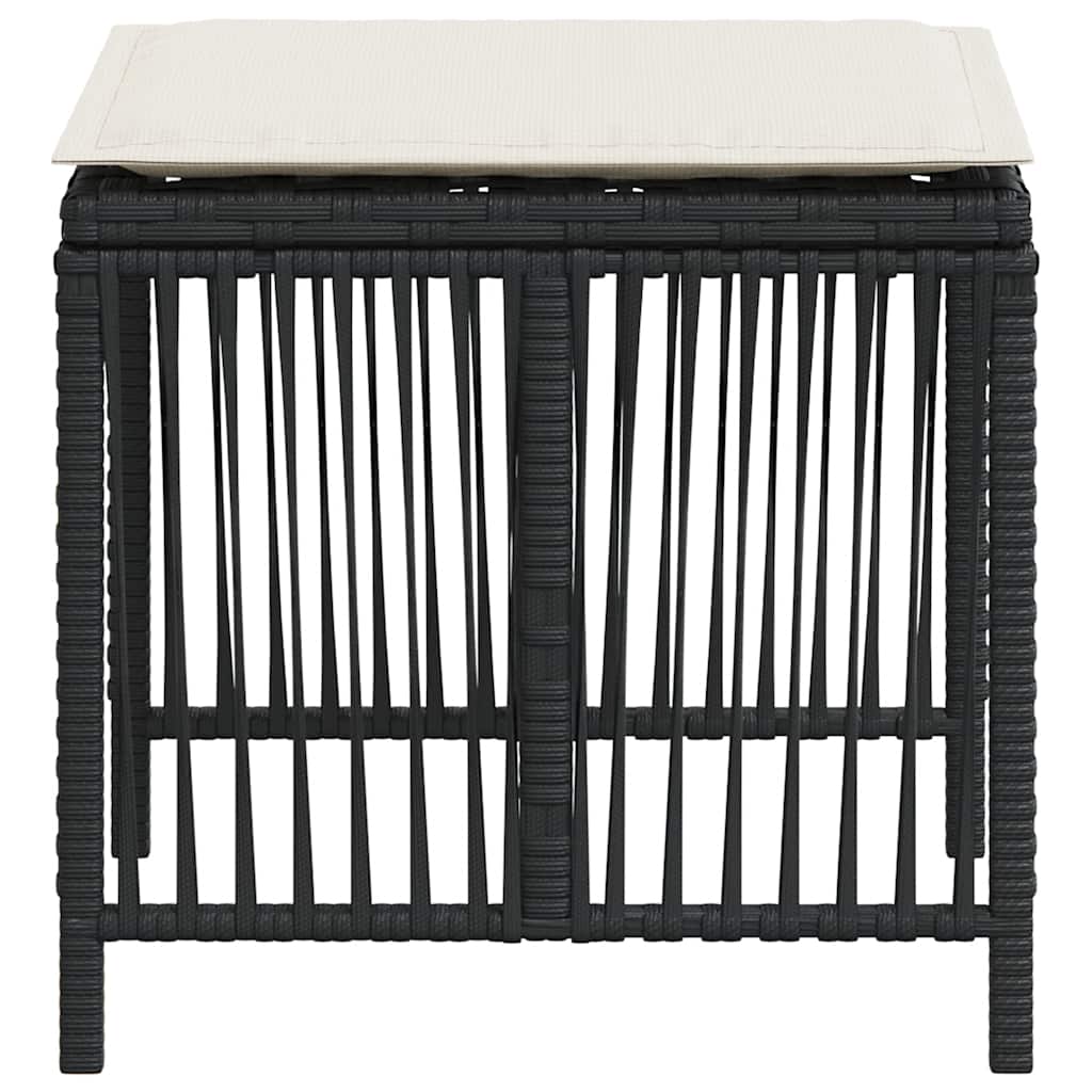 Sgabelli da Giardino con Cuscini 4pz Neri 41x41x36cm Polyrattan | homemem39