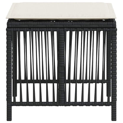 Sgabelli da Giardino con Cuscini 4pz Neri 41x41x36cm Polyrattan | homemem39