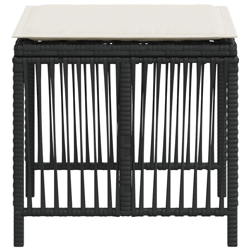 Sgabelli da Giardino con Cuscini 4pz Neri 41x41x36cm Polyrattan - homemem39