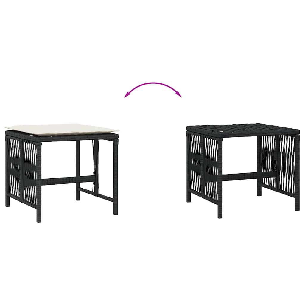 Sgabelli da Giardino con Cuscini 4pz Neri 41x41x36cm Polyrattan | homemem39