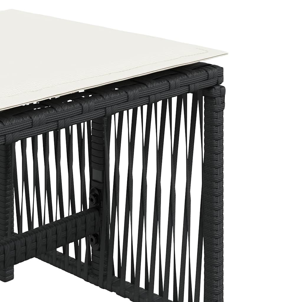 Sgabelli da Giardino con Cuscini 4pz Neri 41x41x36cm Polyrattan | homemem39