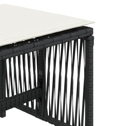 Sgabelli da Giardino con Cuscini 4pz Neri 41x41x36cm Polyrattan | homemem39
