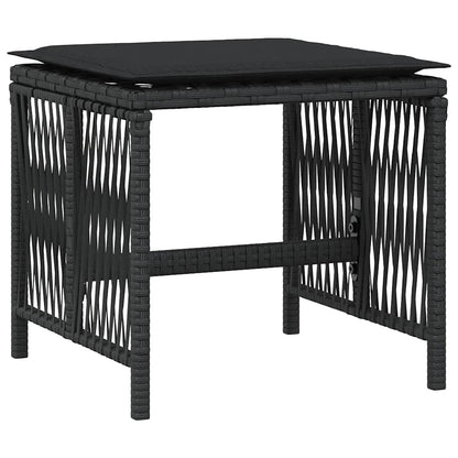 Sgabelli da Giardino con Cuscini 4pz Neri 41x41x36cm Polyrattan | homemem39