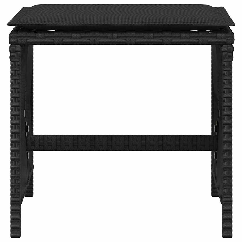 Sgabelli da Giardino con Cuscini 4pz Neri 41x41x36cm Polyrattan | homemem39