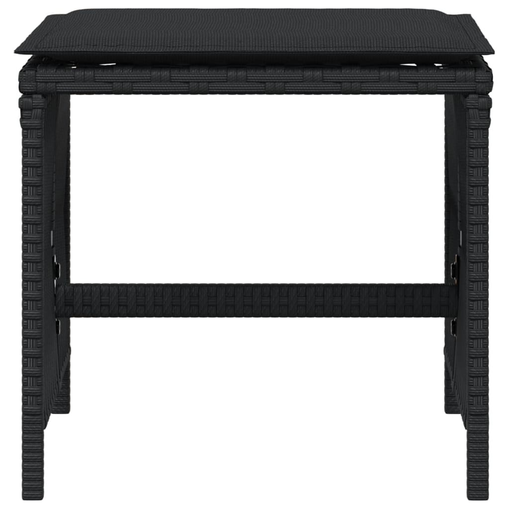 Sgabelli da Giardino con Cuscini 4pz Neri 41x41x36cm Polyrattan - homemem39