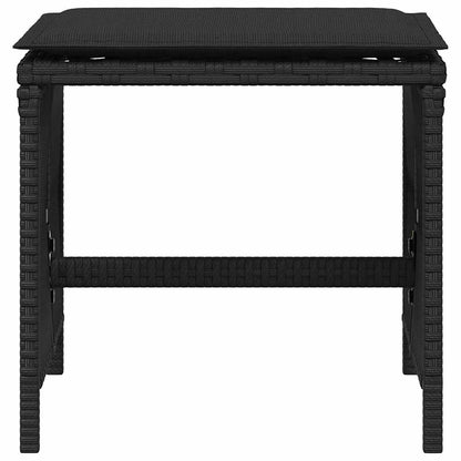 Sgabelli da Giardino con Cuscini 4pz Neri 41x41x36cm Polyrattan