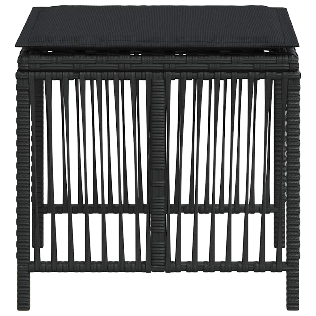 Sgabelli da Giardino con Cuscini 4pz Neri 41x41x36cm Polyrattan