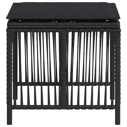 Sgabelli da Giardino con Cuscini 4pz Neri 41x41x36cm Polyrattan