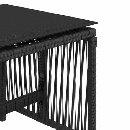 Sgabelli da Giardino con Cuscini 4pz Neri 41x41x36cm Polyrattan | homemem39