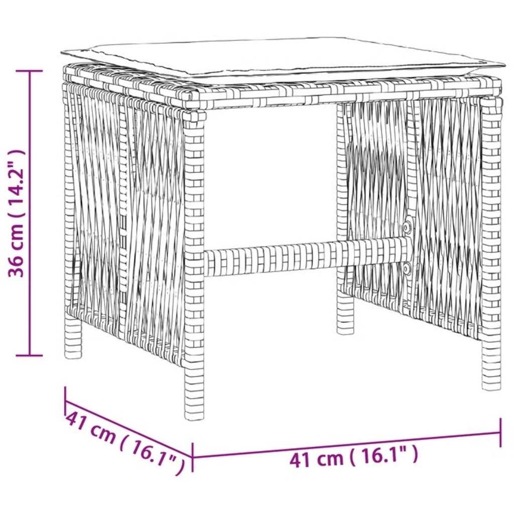 Sgabelli da Giardino con Cuscini 4pz Neri 41x41x36cm Polyrattan | homemem39