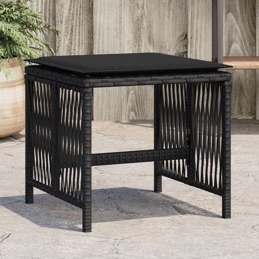 Sgabelli da Giardino con Cuscini 4pz Neri 41x41x36cm Polyrattan - homemem39