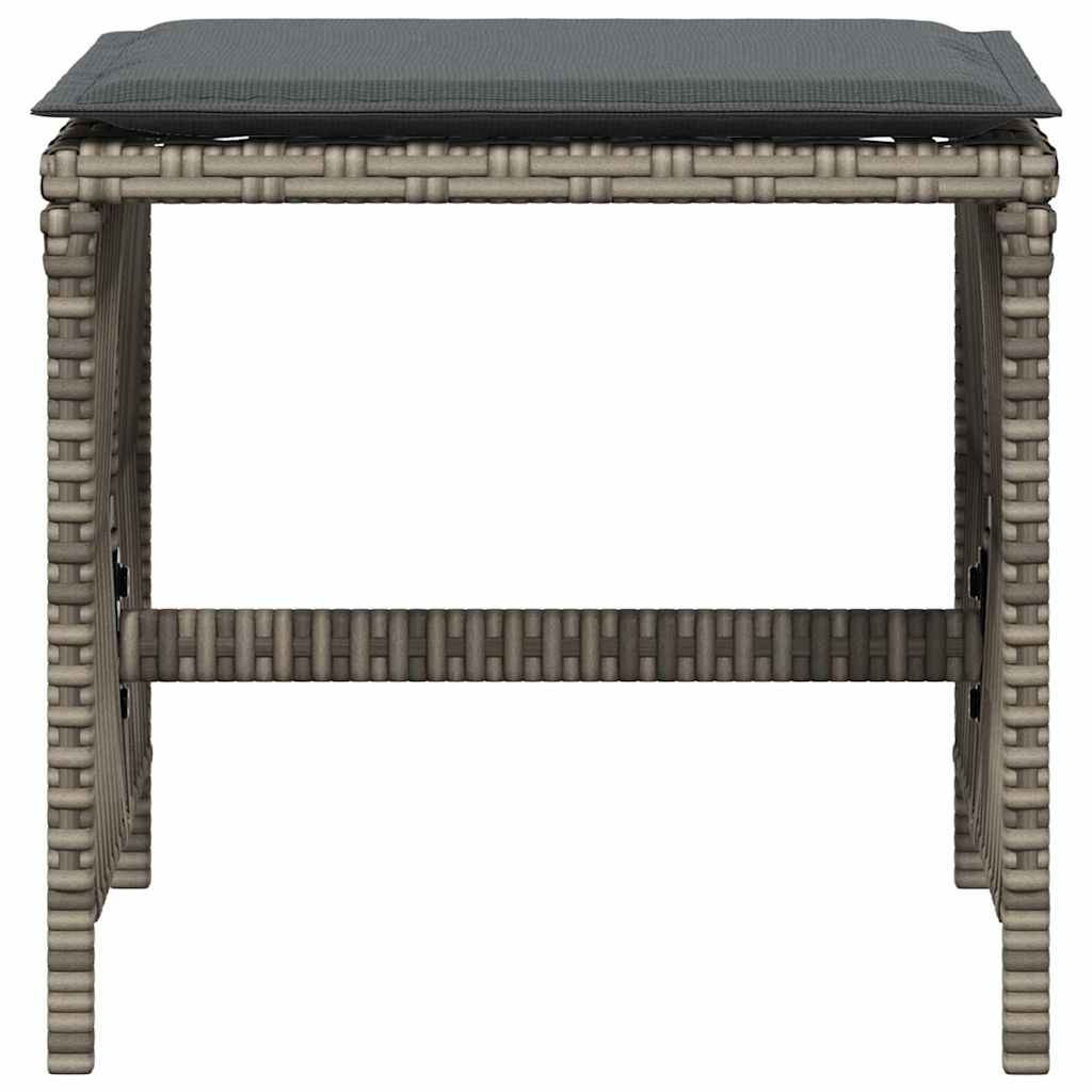 Sgabelli Giardino con Cuscini 4pz Grigi 41x41x36cm Polyrattan | homemem39
