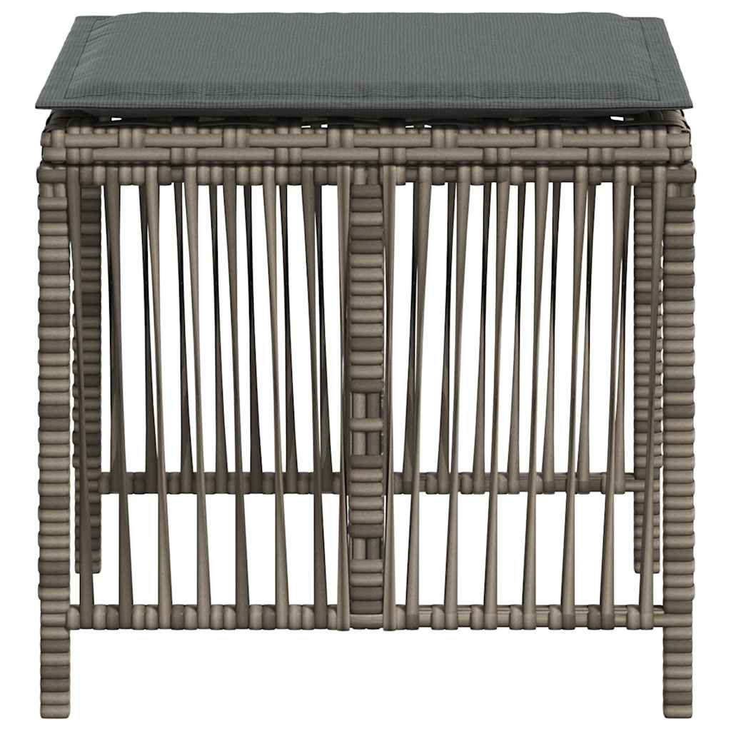 Sgabelli Giardino con Cuscini 4pz Grigi 41x41x36cm Polyrattan | homemem39