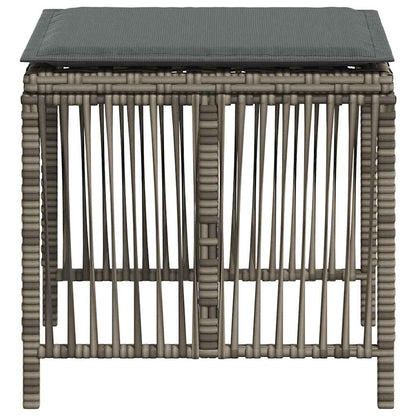 Sgabelli Giardino con Cuscini 4pz Grigi 41x41x36cm Polyrattan | homemem39