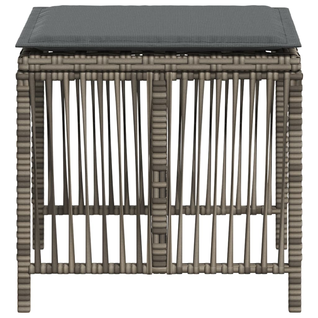 Sgabelli Giardino con Cuscini 4pz Grigi 41x41x36cm Polyrattan - homemem39
