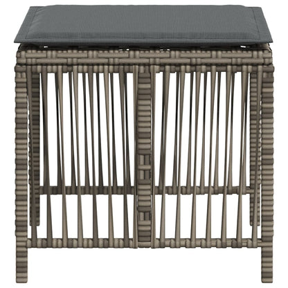 Sgabelli Giardino con Cuscini 4pz Grigi 41x41x36cm Polyrattan - homemem39