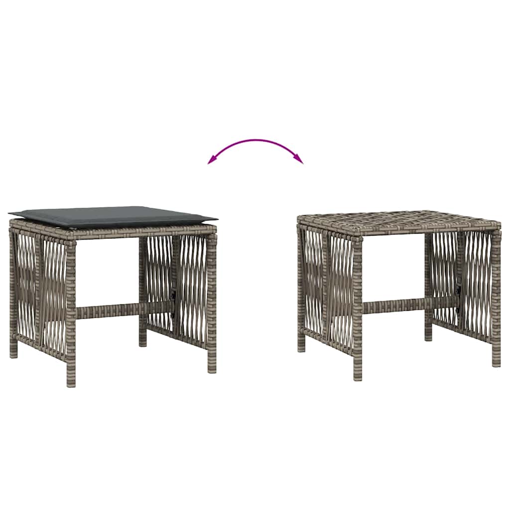 Sgabelli Giardino con Cuscini 4pz Grigi 41x41x36cm Polyrattan | homemem39