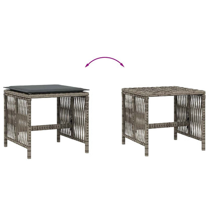 Sgabelli Giardino con Cuscini 4pz Grigi 41x41x36cm Polyrattan | homemem39