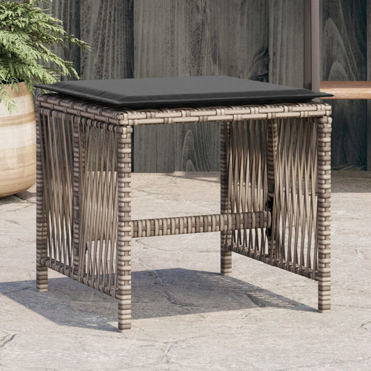 Sgabelli Giardino con Cuscini 4pz Grigi 41x41x36cm Polyrattan - homemem39