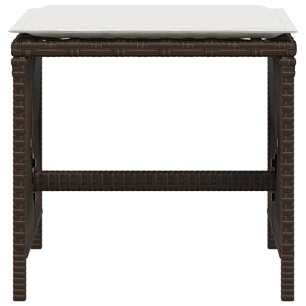 Sgabelli Giardino con Cuscini 4pz Marroni 41x41x36cm Polyrattan - homemem39