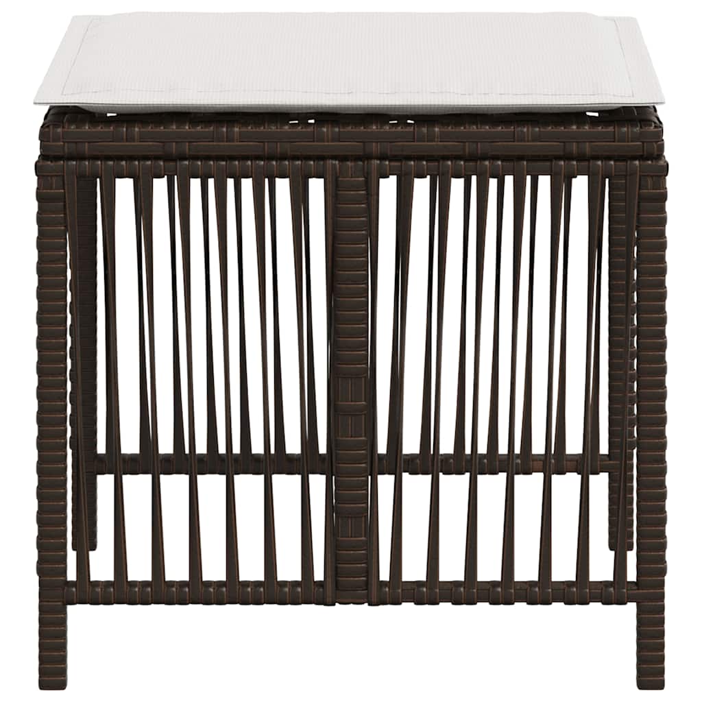 Sgabelli Giardino con Cuscini 4pz Marroni 41x41x36cm Polyrattan | homemem39