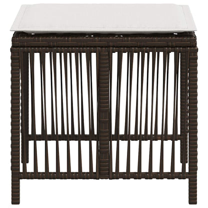 Sgabelli Giardino con Cuscini 4pz Marroni 41x41x36cm Polyrattan | homemem39