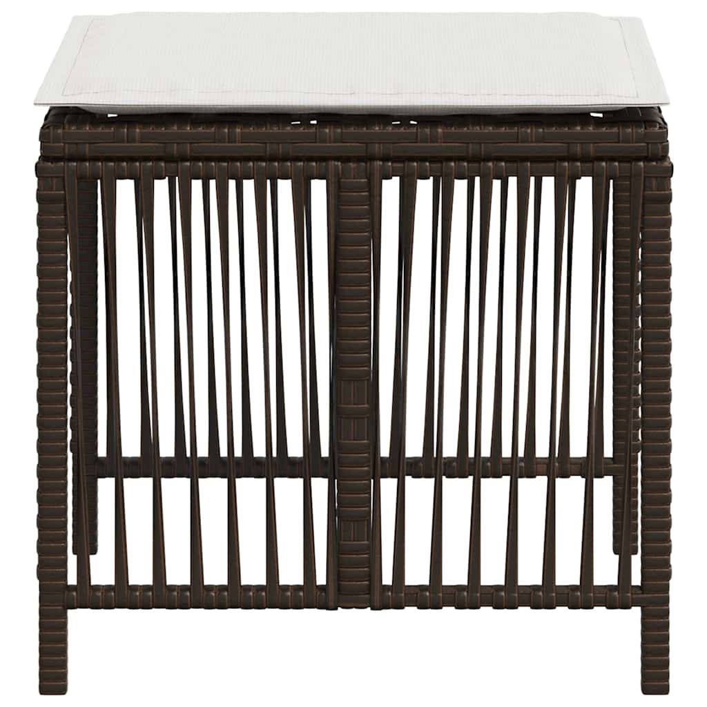 Sgabelli Giardino con Cuscini 4pz Marroni 41x41x36cm Polyrattan - homemem39