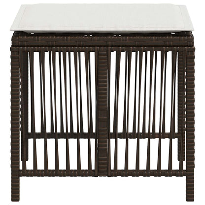 Sgabelli Giardino con Cuscini 4pz Marroni 41x41x36cm Polyrattan - homemem39