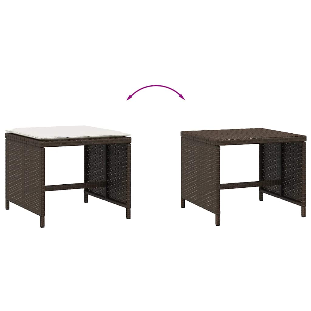 Sgabelli Giardino con Cuscini 4pz Marroni 41x41x36cm Polyrattan | homemem39