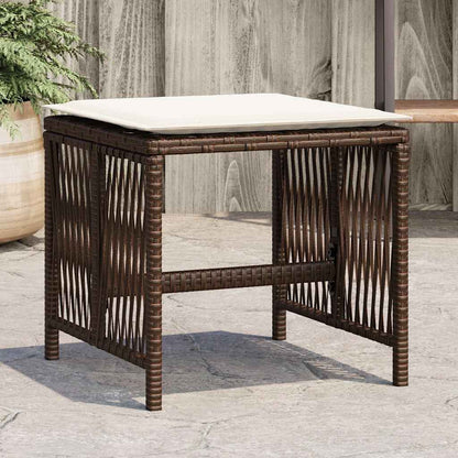 Sgabelli Giardino con Cuscini 4pz Marroni 41x41x36cm Polyrattan - homemem39