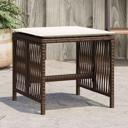 Sgabelli Giardino con Cuscini 4pz Marroni 41x41x36cm Polyrattan - homemem39
