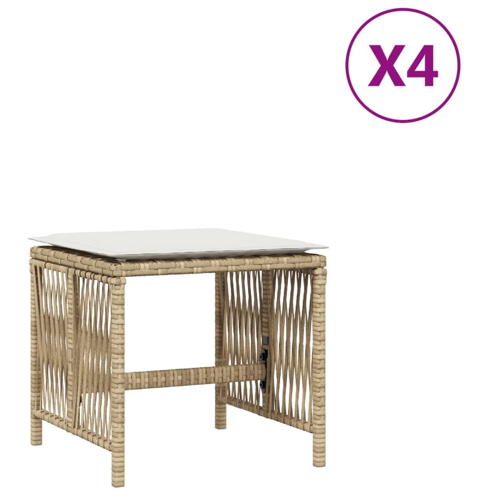 Sgabelli Giardino con Cuscini 4pz Beige 41x41x36cm Polyrattan - homemem39