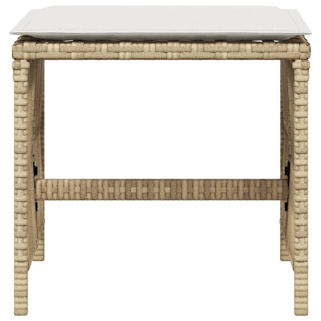 Sgabelli Giardino con Cuscini 4pz Beige 41x41x36cm Polyrattan - homemem39
