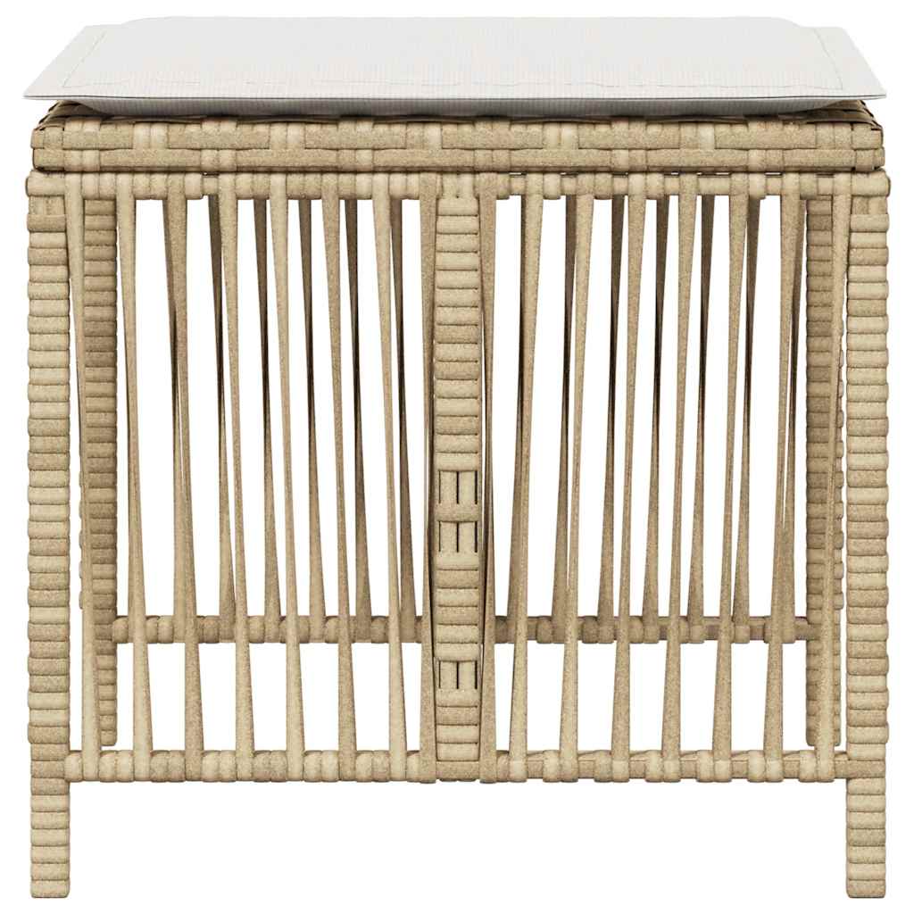 Sgabelli Giardino con Cuscini 4pz Beige 41x41x36cm Polyrattan | homemem39