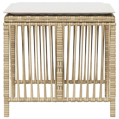Sgabelli Giardino con Cuscini 4pz Beige 41x41x36cm Polyrattan | homemem39