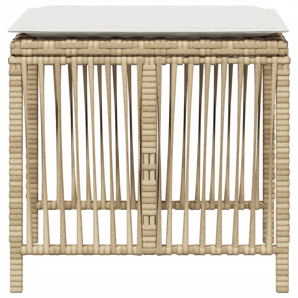 Sgabelli Giardino con Cuscini 4pz Beige 41x41x36cm Polyrattan - homemem39